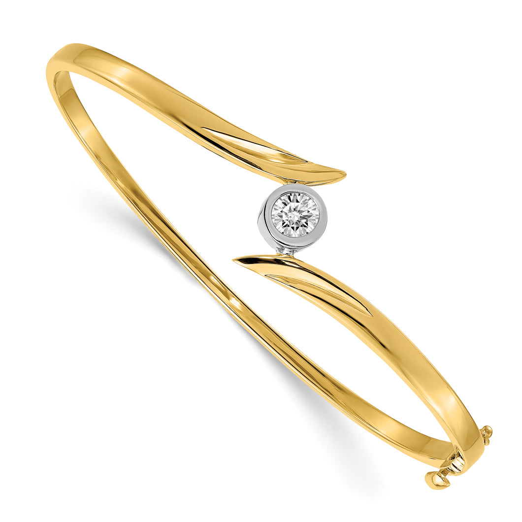 14k Two-tone AA Diamond Hinged Bangle