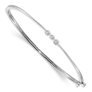 14k White Gold A Diamond Hinged Bangle