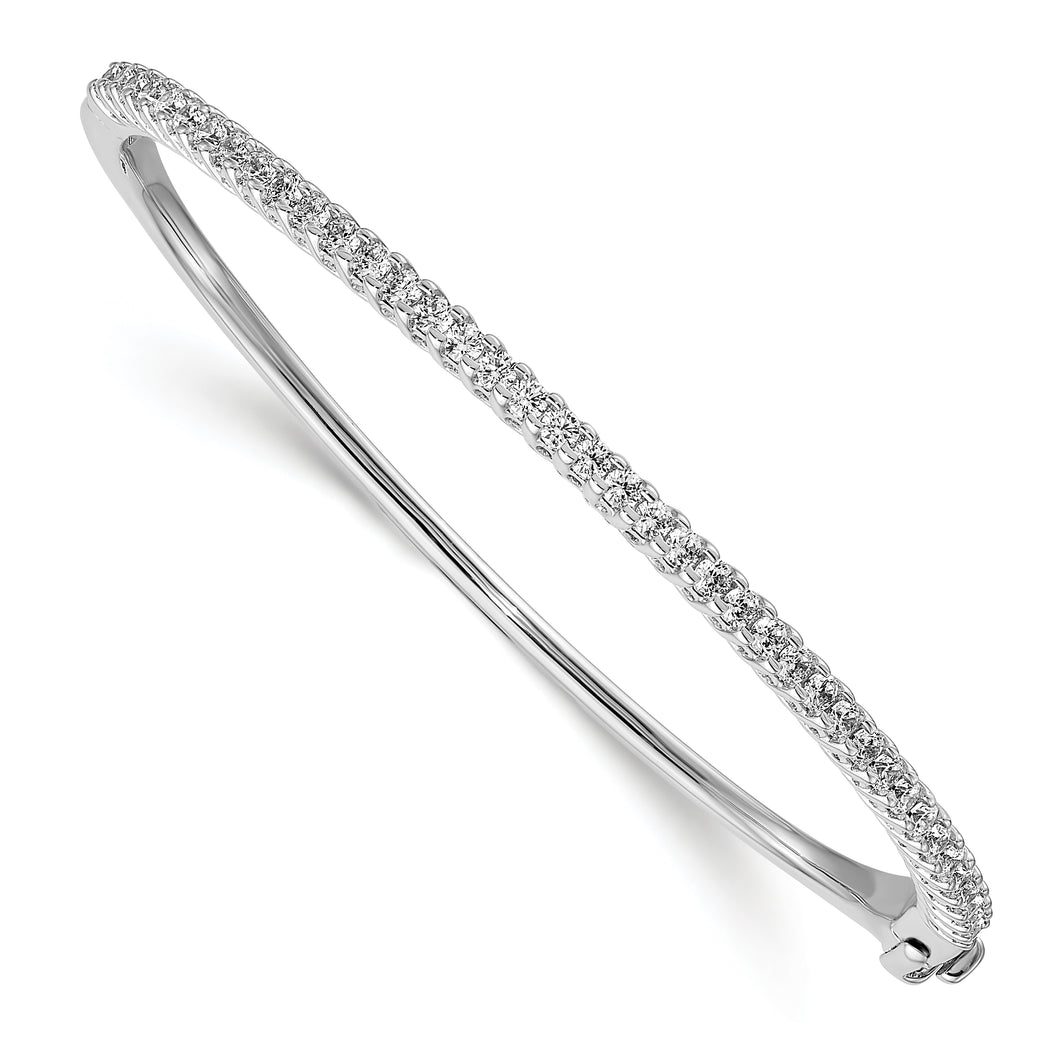 14k White Gold A Diamond Hinged Bangle