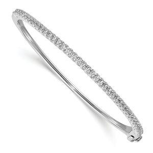 14k White Gold AAA Diamond Hinged Bangle