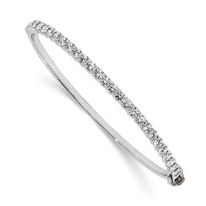 14k White Gold A Diamond Hinged Bangle