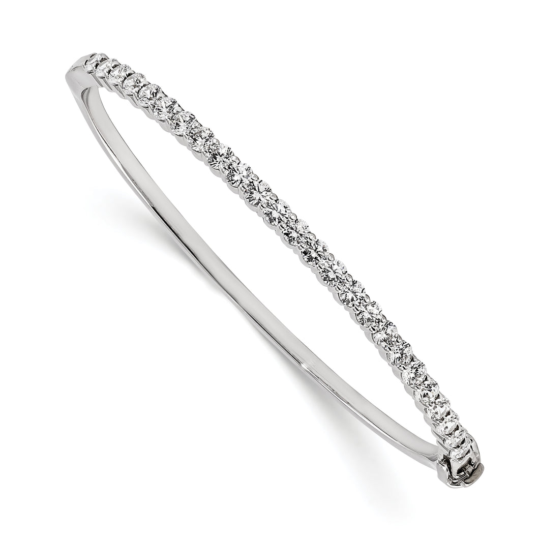 14k White Gold A Diamond Hinged Bangle