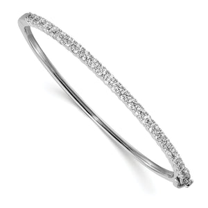 14k White Gold A Diamond Hinged Bangle