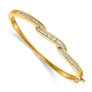 14k AAA Diamond Hinged Bangle