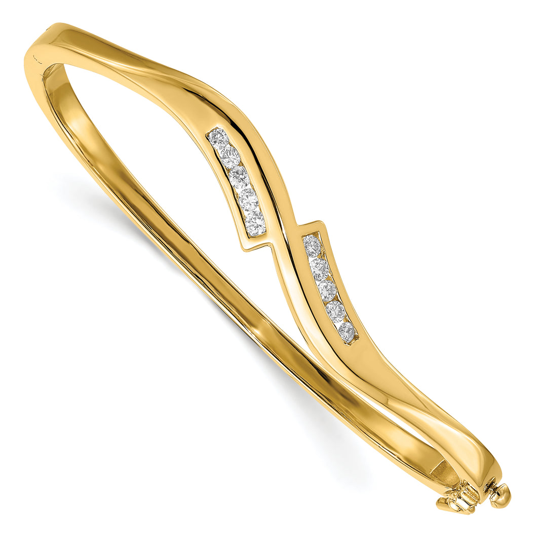 14k A Diamond Hinged Bangle