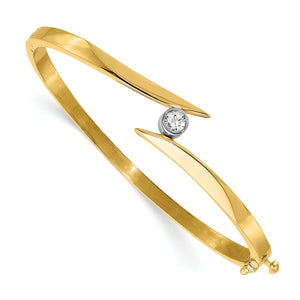 14k Two-tone AA Diamond Hinged Bangle