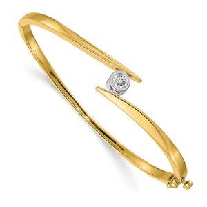 14k Two-tone VS Diamond Hinged Bangle