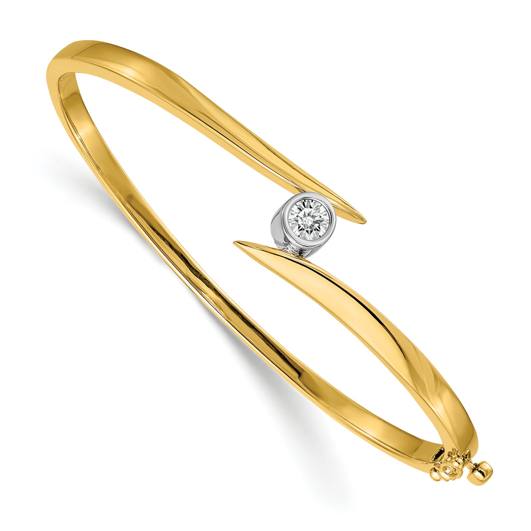 14k Two-tone VS Diamond Hinged Bangle