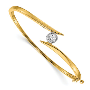 14k Two-tone A Diamond Hinged Bangle