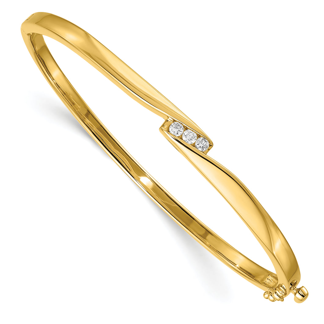 14k A Diamond Hinged Bangle