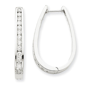 14k White Gold Diamond Hoop Earrings