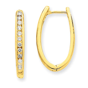 14k Diamond Oval Hoop Earrings