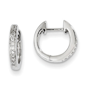 14k White Gold AA Diamond Hinged Hoop Earrings