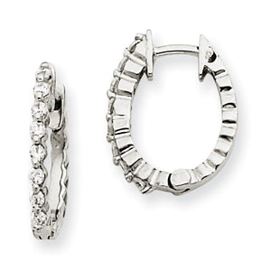 14k White Gold VS Diamond Hinged Hoop Earrings
