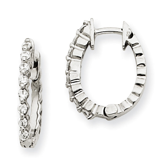 14k White Gold VS Diamond Hinged Hoop Earrings