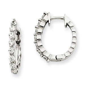 14k White Gold AA Diamond Hinged Hoop Earrings