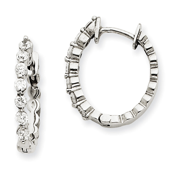 14k White Gold VS Diamond Hinged Hoop Earrings