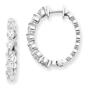 14k White AA Diamond Hinged Hoop Earrings