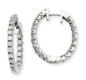 14k White Gold A Diamond Hinged Hoop Earrings