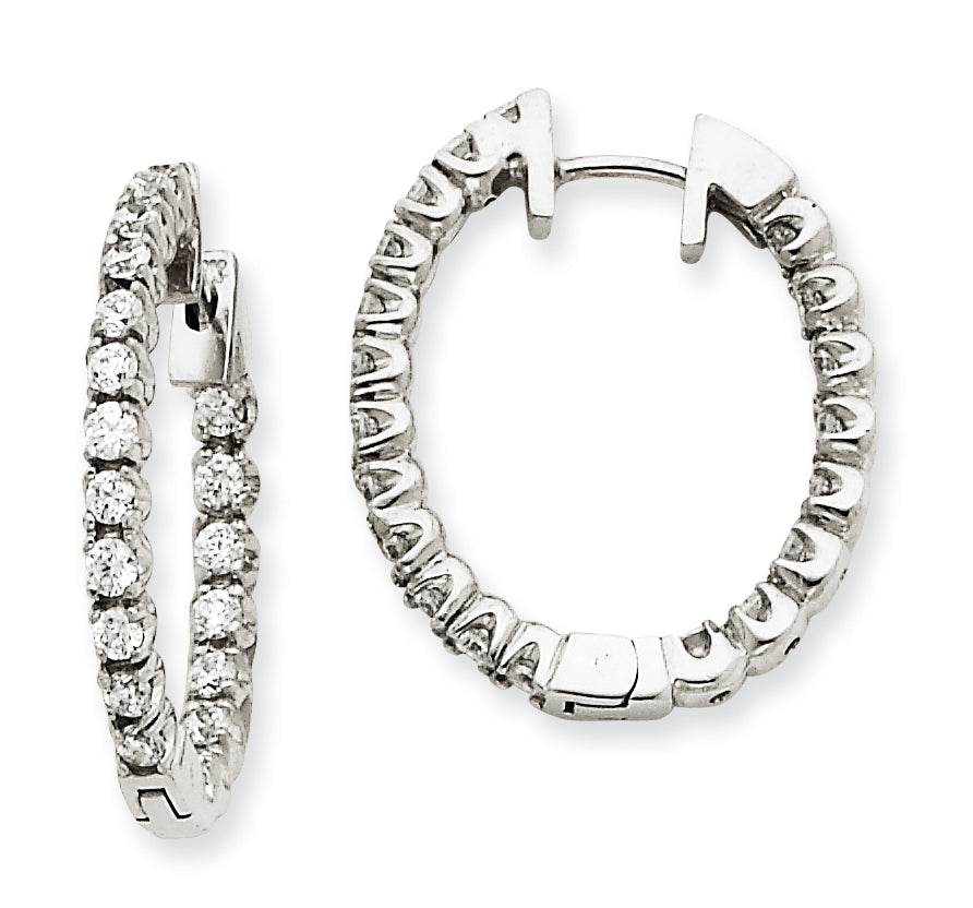 14k White Gold A Diamond Hinged Hoop Earrings