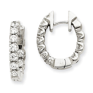 14k White Gold AAA Diamond Hinged Hoop Earrings