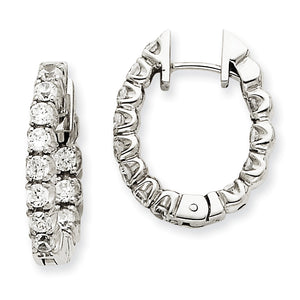 14k White Gold AA Diamond Hinged Hoop Earrings