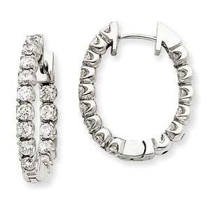 14k White Gold A Diamond Hinged Hoop Earrings