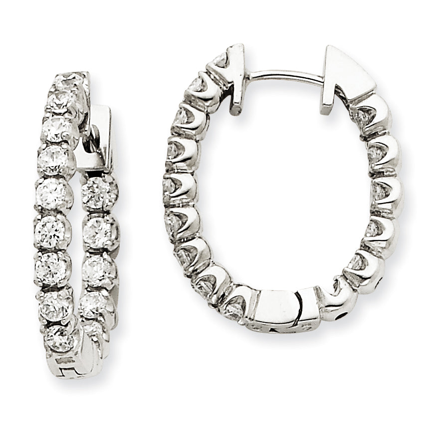 14k White Gold A Diamond Hinged Hoop Earrings