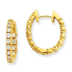 14k A Diamond Hinged Hoop Earrings