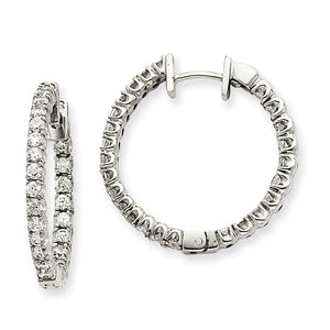 14k White Gold A Diamond Hinged Hoop Earrings