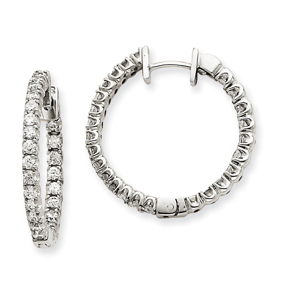 14k White Gold A Diamond Hinged Hoop Earrings
