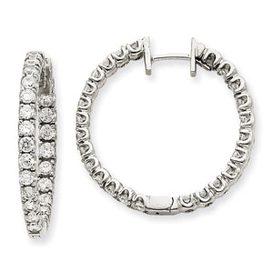 14k White Gold A Diamond Hinged Hoop Earrings