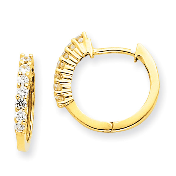 14k A Diamond Hinged Hoop Earrings