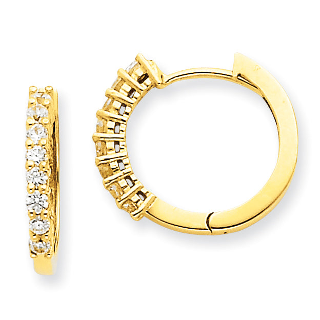 14k AA Diamond Hinged Hoop Earrings