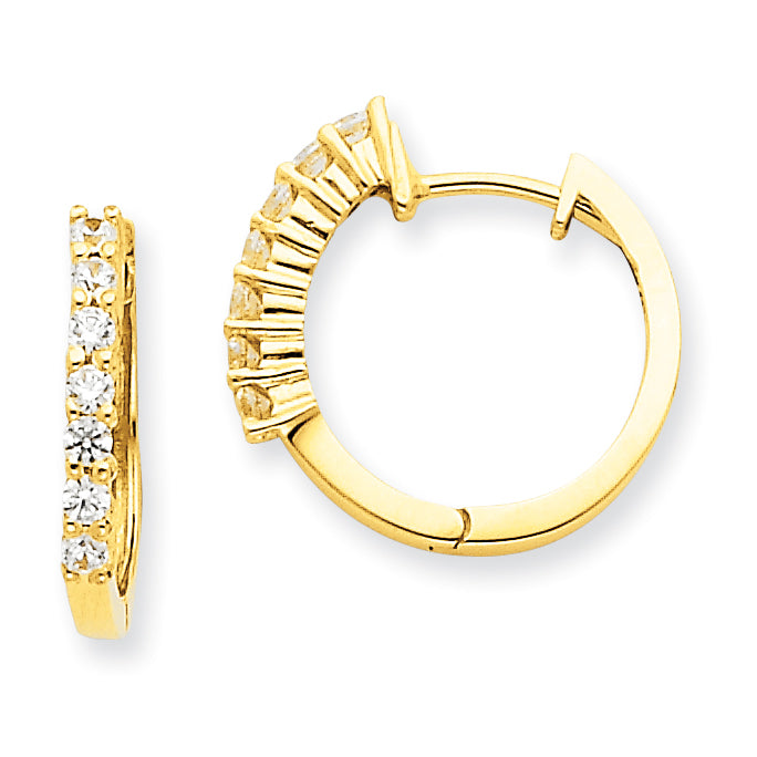 14k AA Diamond Hinged Hoop Earrings