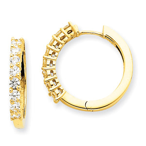 14k AAA Diamond Hinged Hoop Earrings