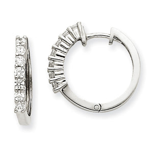 14k White Gold AAA Diamond Hinged Hoop Earrings