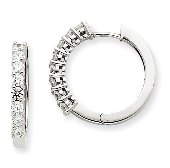 14k White Gold A Diamond Hinged Hoop Earrings