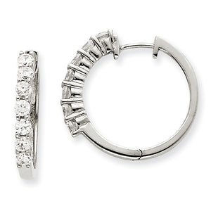 14k White Gold AA Diamond Hinged Hoop Earrings