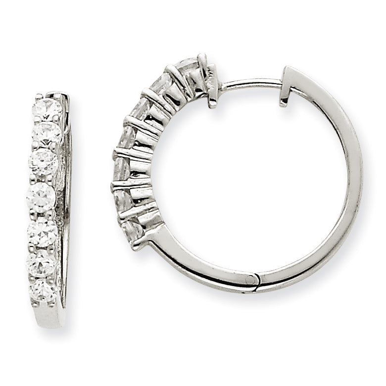 14k White Gold AA Diamond Hinged Hoop Earrings