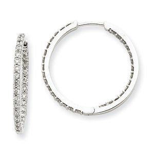 14k White Gold AA Diamond Hoop Earrings