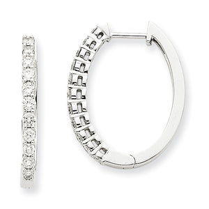 14k White Gold AA Diamond Hinged Hoop Earrings