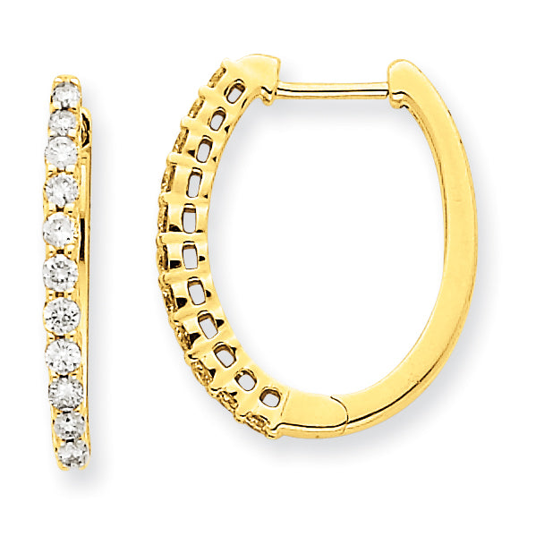 14k AA Diamond Hinged Hoop Earrings