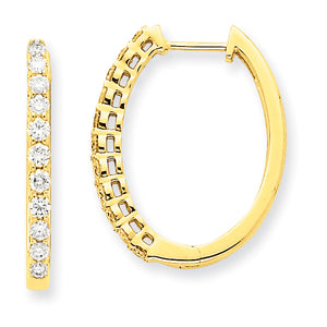 14k AA Diamond Hinged Hoop Earrings