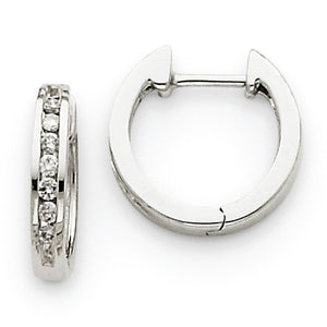 14k White Gold Diamond Hinged Hoop Earrings