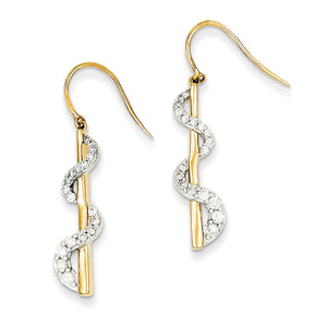 14K & Rhodium Diamond Shepherd Hook Earrings