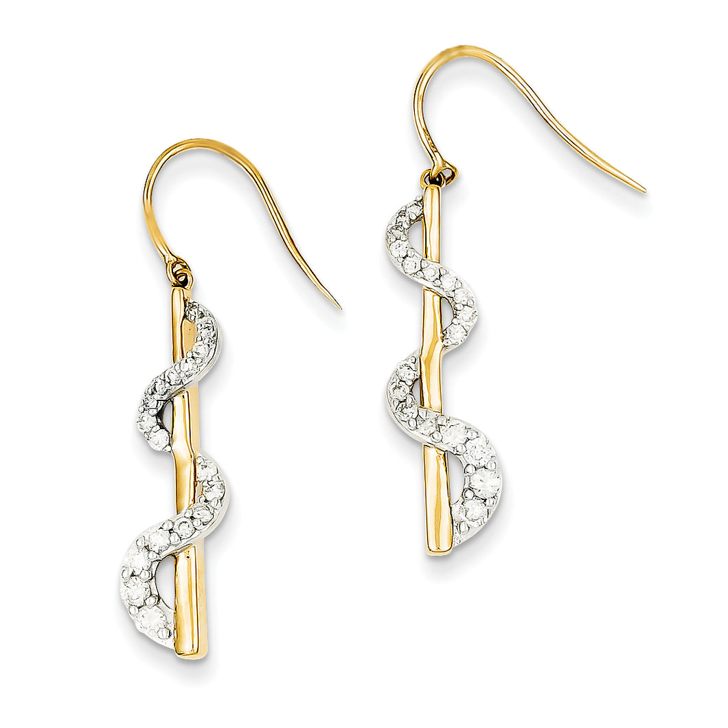 14K & Rhodium Diamond Shepherd Hook Earrings