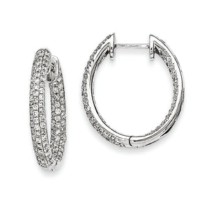14k White Gold Diamond In-Out Hinged Hoop Earrings