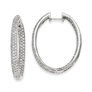 14k White Gold Diamond In-Out Hinged Hoop Earrings