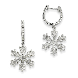 14K White Gold Diamond Snowflake Earrings